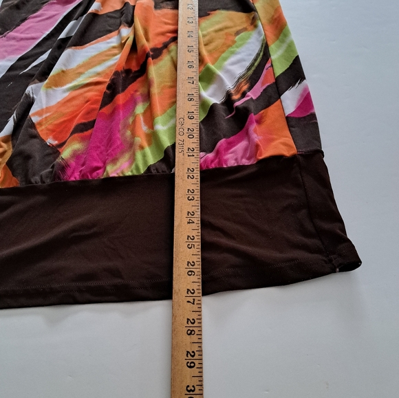 IZ BYER Women's Sleeveless V Neck Top Brown Multi-Color Abstract Design Medium - Picture 11 of 12